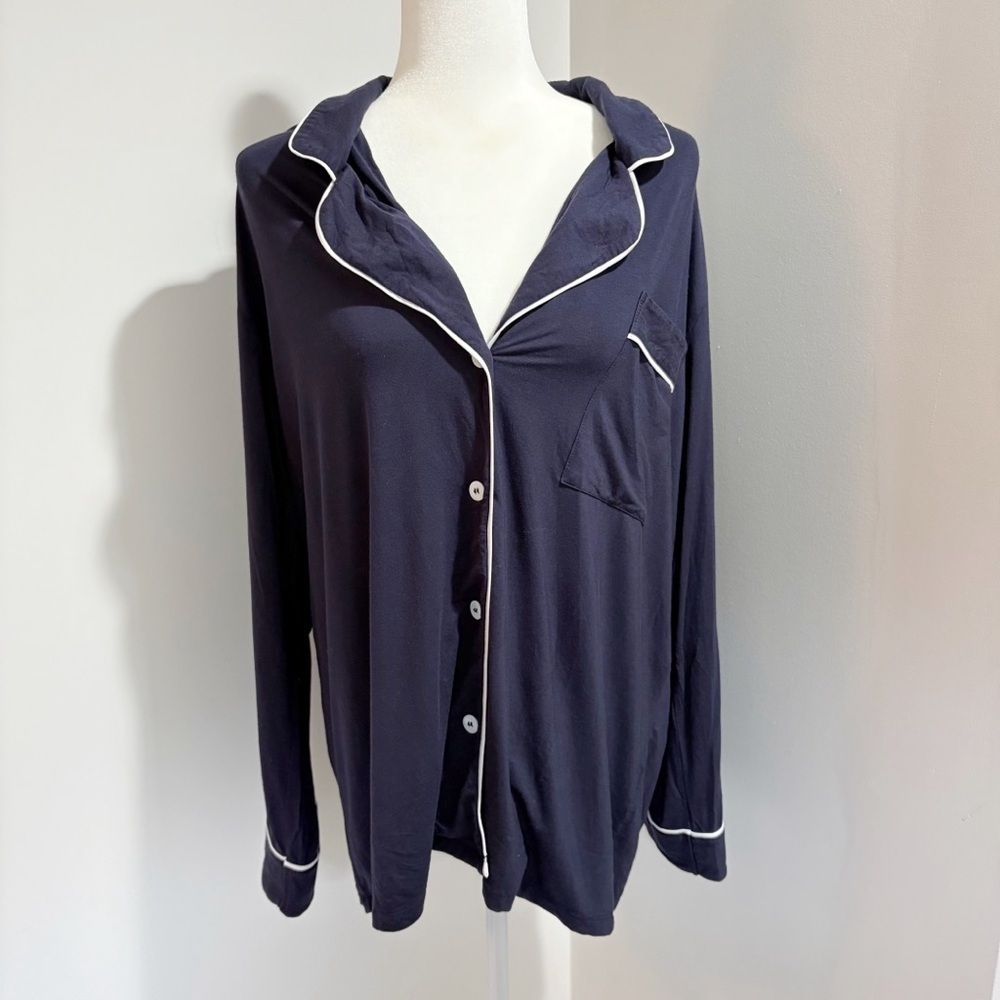 Hatch The Ultra Soft Jersey PJ Pajama Top Sleep Shirt Size Medium Navy Blue Soft